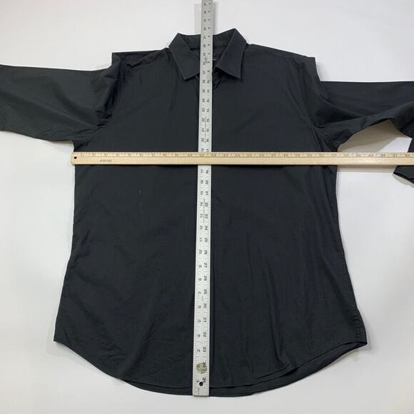 14th Union Shirt Mens 16 Black Button Up Long Sleeve Wrinkle Resistant Trim Fit - Picture 7 of 10